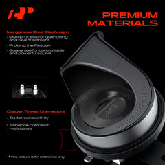 A-Premium dual snail horn 80mm iron-abs housing detail, durable construction for long-term use.