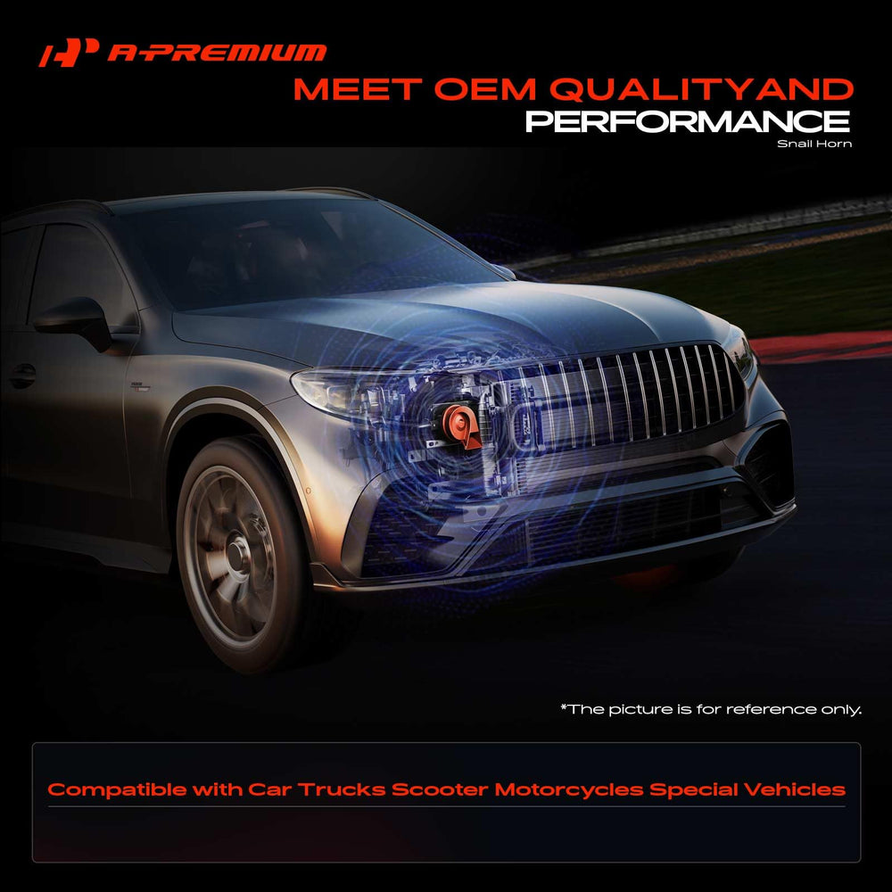 A-Premium dual snail horn 80mm side view, compact yet powerful for everyday vehicles.