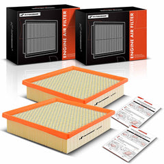 A-Premium engine air filter front view shows a compact square design for efficient intake.