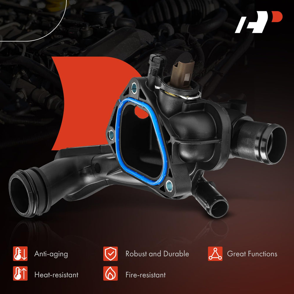 Bolts, clips, and O-ring included with A-Premium thermostat housing for secure installation.