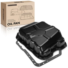 A-Premium engine oil pan side view showing sturdy steel construction