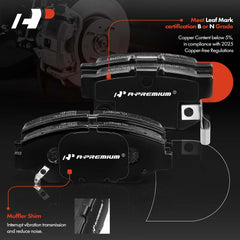 A-Premium front brake pads close-up showing ceramic surface and even wear