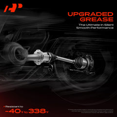 A-Premium front CV axle side view, sturdy construction.