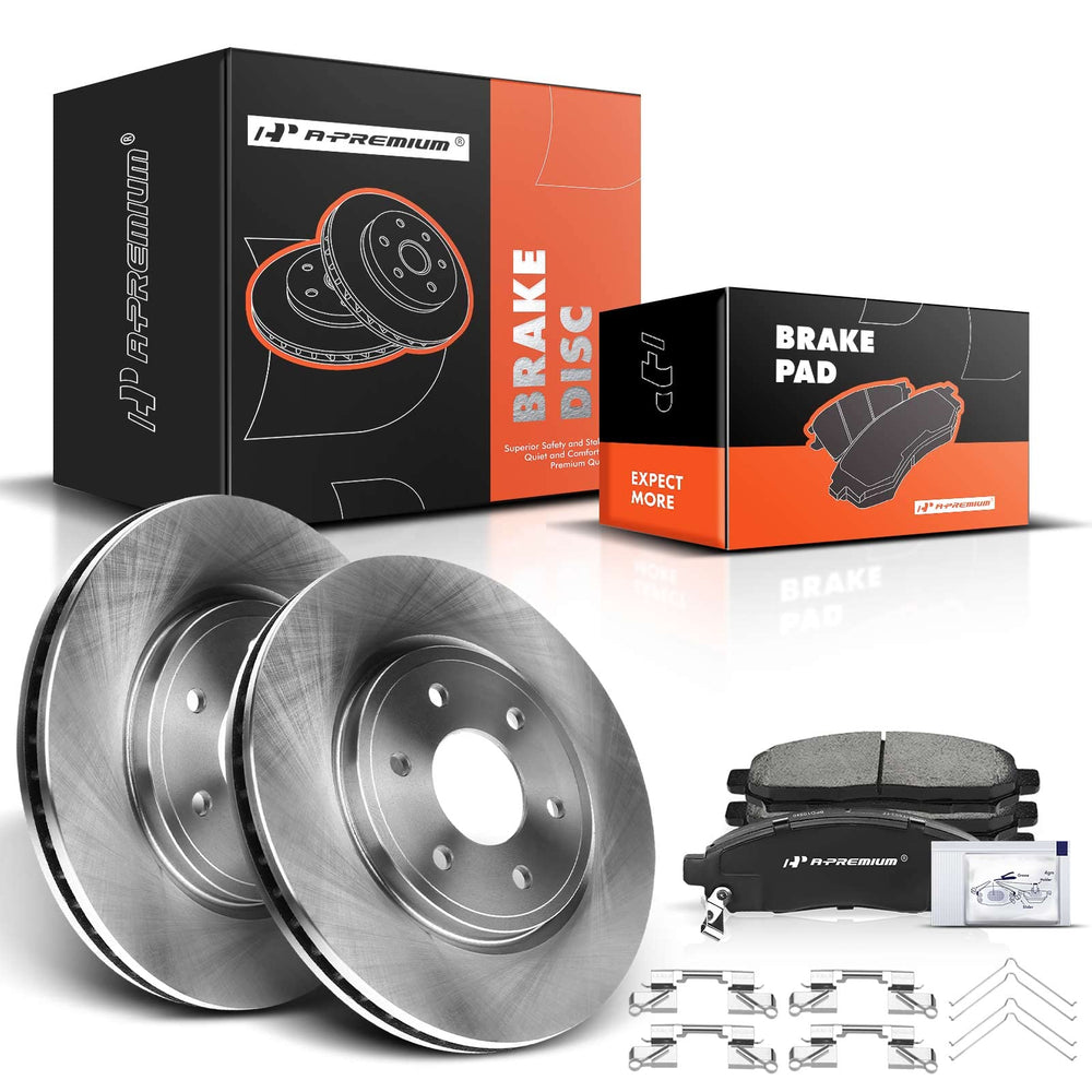 A-Premium front vented brake rotors for cooler braking and fade resistance