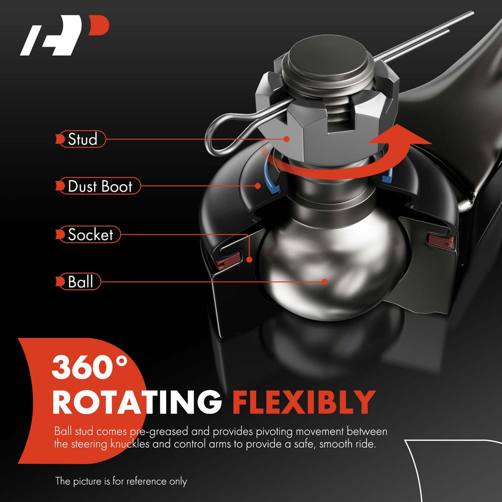A-Premium steel construction front arm, straight-on view, durable suspension component.