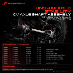A-Premium front-right CV axle for Subaru, reliable torque delivery during cornering.