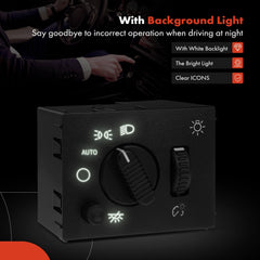 A-Premium headlight switch close-up shows durable PA66 GF30 plastics.
