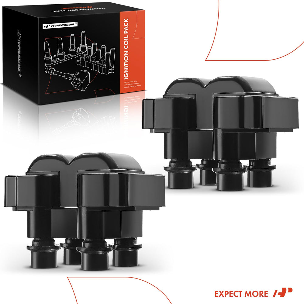 A-Premium ignition coil set 2 compatibility chart for Ford Lincoln Mercury vehicles.