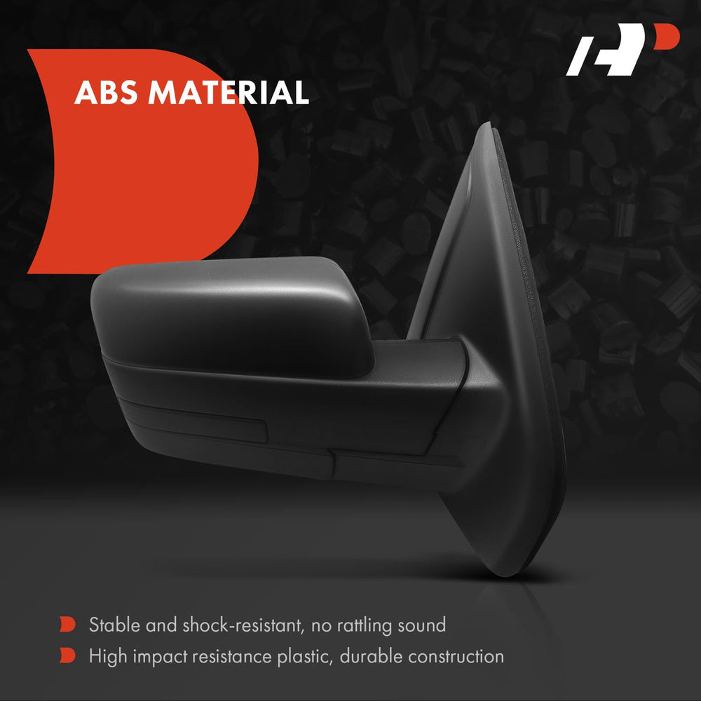 A-Premium manual-folding mirror with textured black housing enables easy parking adjustments.