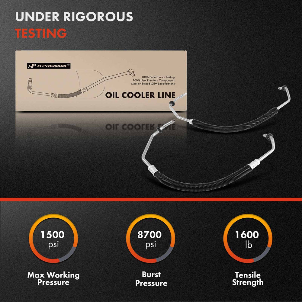 A-Premium oil cooler line inlet-outlet setup demonstrates proper flow path