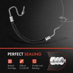 A-Premium power steering hose assembly with O-ring included ensures leak-resistant pump-to-gear performance.