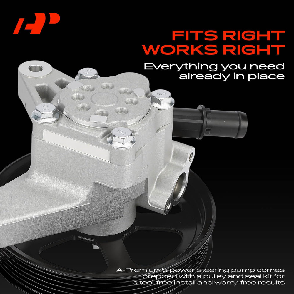 A-Premium power steering pump with pulley for Pilot front view supports smooth steering
