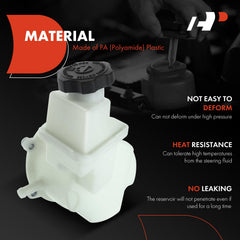 A-Premium power steering reservoir main body featuring sturdy plastic tank for high-temperature performance.