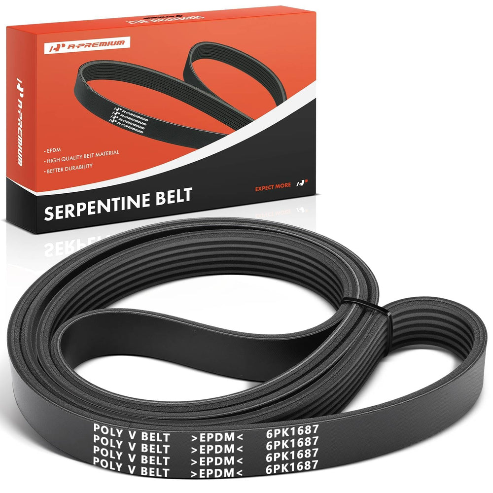 A-Premium serpentine belt front view, 66.38-in length, for durable Jeep Grand Cherokee driving