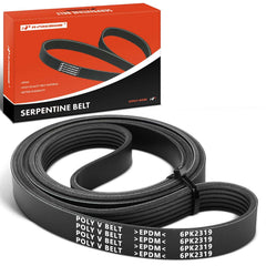 A-Premium serpentine belt, 91.34-inch coil, shows durable EPDM construction.