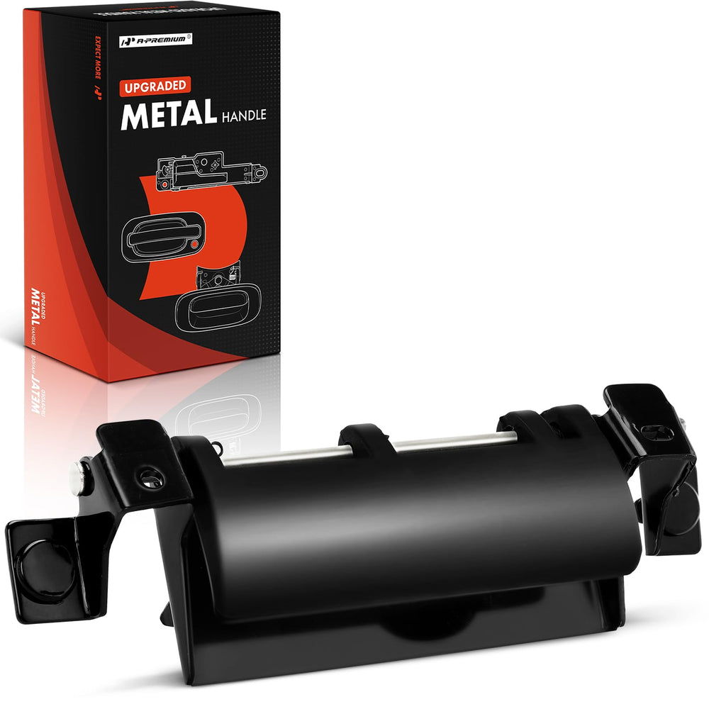 A-Premium tailgate handle assembly front view highlights a durable metal design.