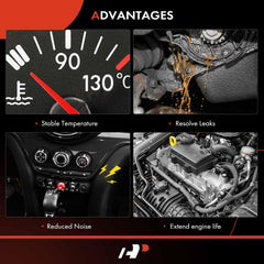 A-Premium thermostat opening at 207 deg ensures timely coolant flow.
