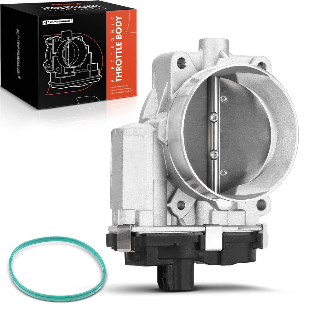 A-Premium throttle body front view with aluminum housing for GM reliability.
