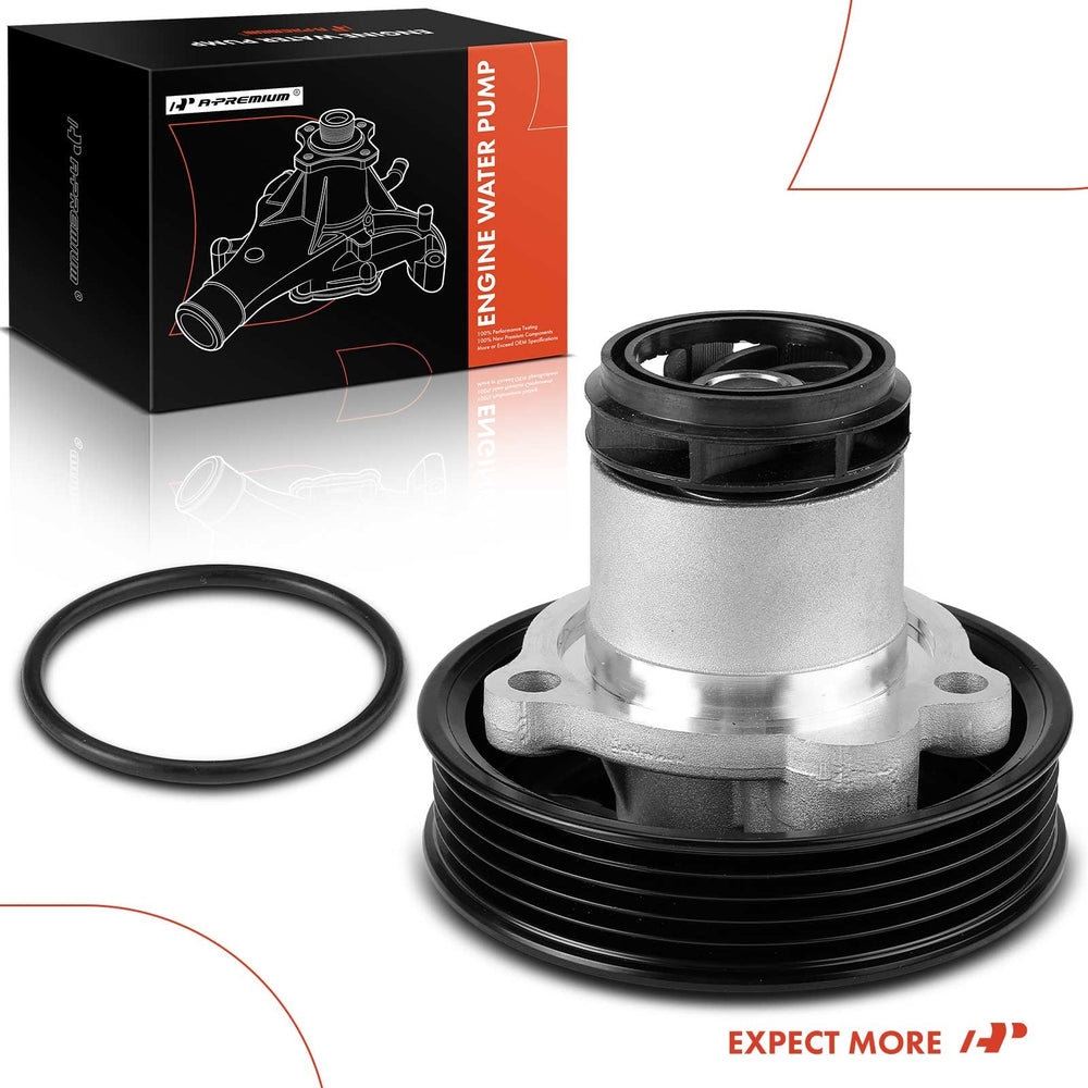 A-Premium water pump packaging with included bolts and hardware