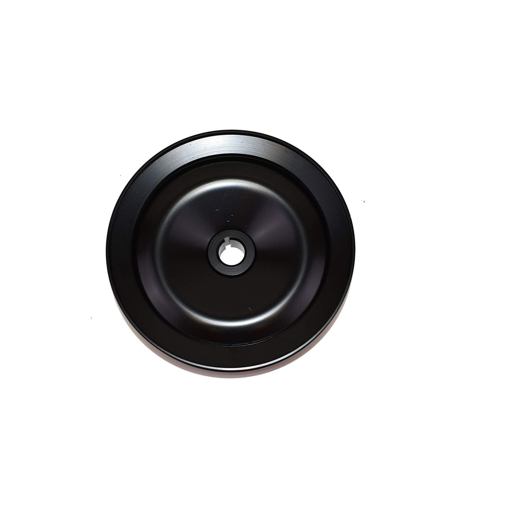 A-Team Performance steel keyway pulley closeup keyway, detail for precise fit.