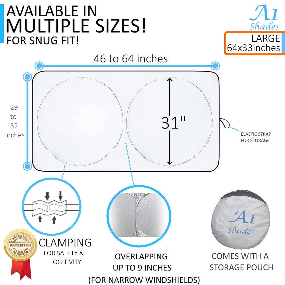 A1 Shades storage pouch included keeps the sunshade compact when not in use