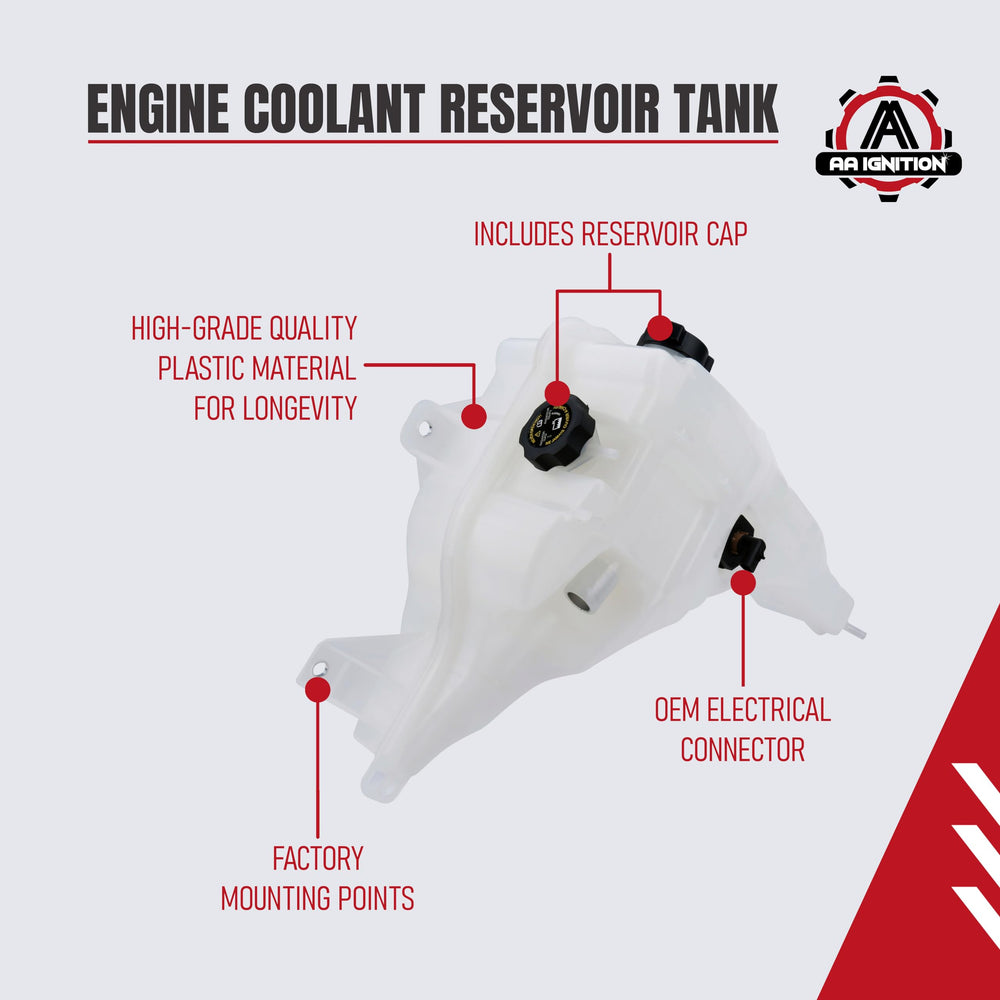 AA Ignition coolant reservoir tank for Columbia, angled view, maintains cooling efficiency