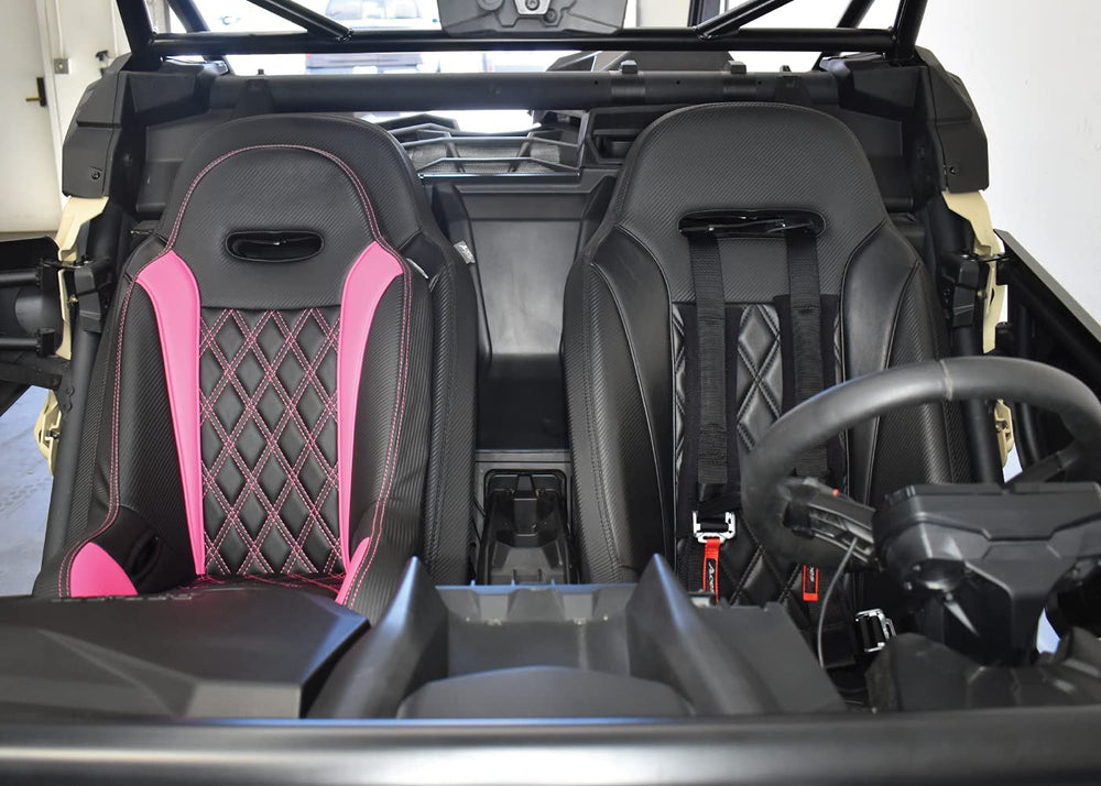 AAAA Aces Racing pink in-use shot demonstrates easy, child-friendly seating.