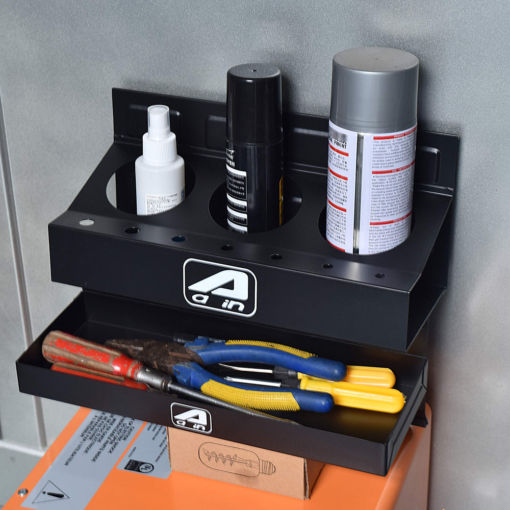 A A IN Side-mount trays attach quickly to toolboxes for quick access.