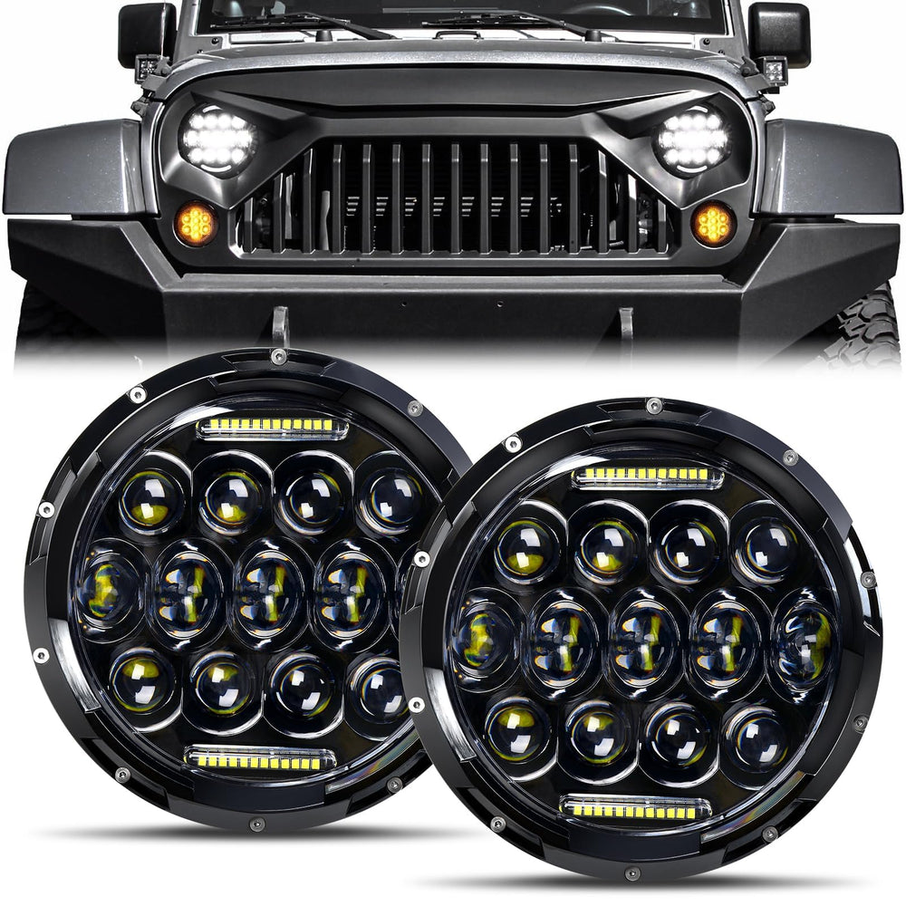AAIWA 7‑inch round headlight front view for durable off-road use