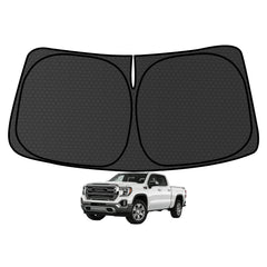 AATOPPUS Sierra windshield sun shade front view blocks sun to keep the interior cooler.