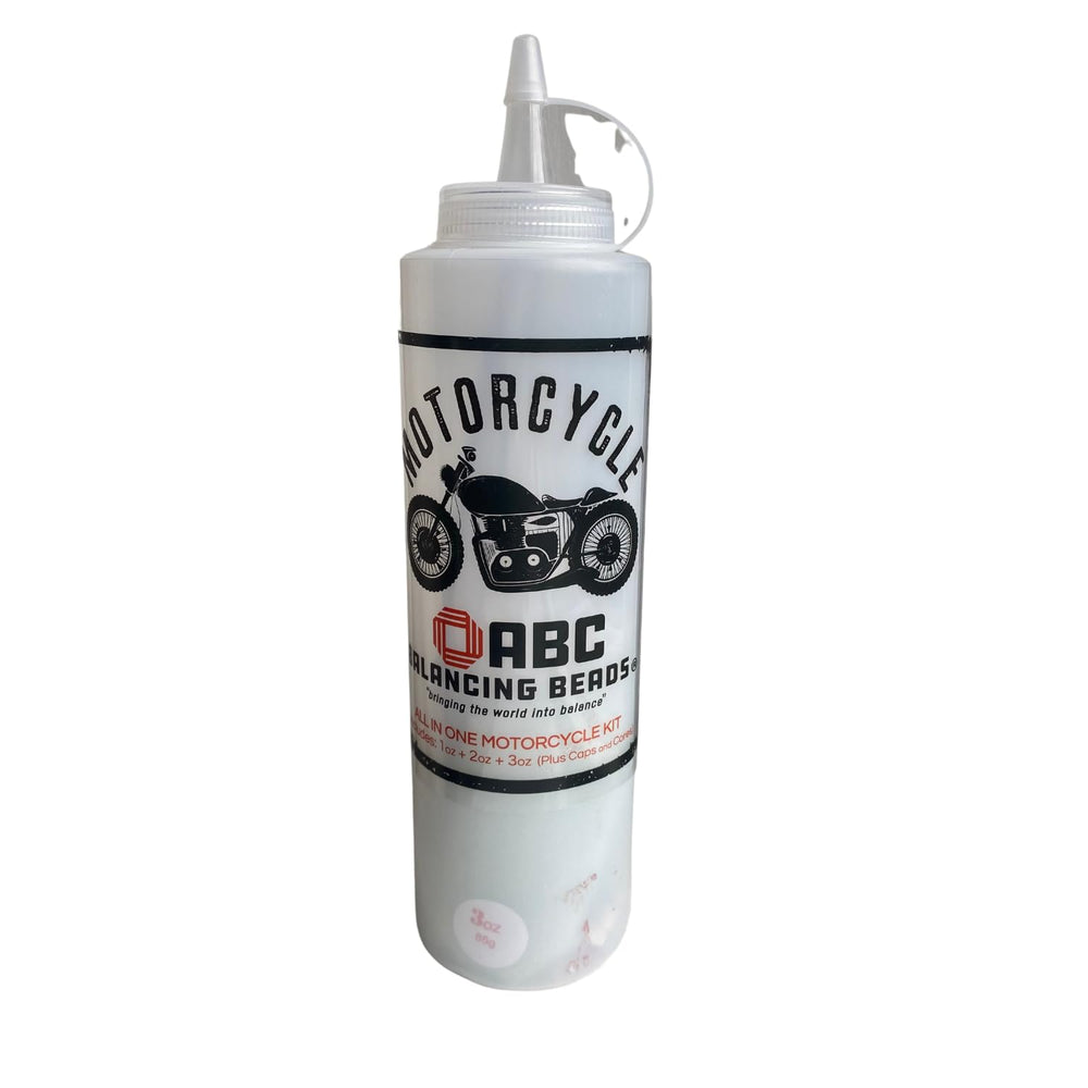 ABC Balancing Beads kit contents for DIY tire balancing on motorcycles and bikes.
