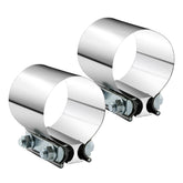 ABIGAIL 2.5-inch exhaust clamp butt-joint band securing two pipes