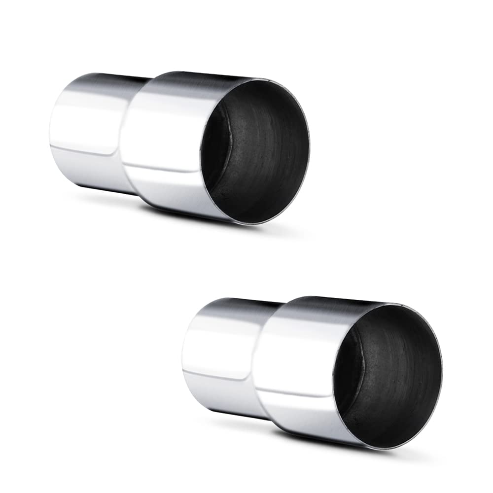 ABIGAIL 2-inch to 2.5-inch exhaust adapter in polished stainless steel for durable piping connections.