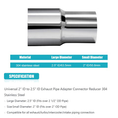 ABIGAIL polished finish exhaust pipe adapter ready to enhance piping aesthetics and performance.