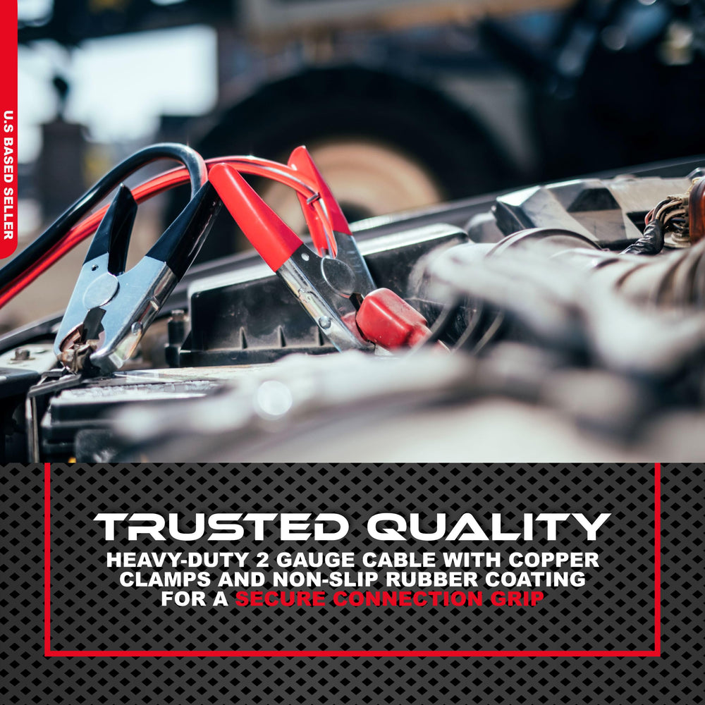 ABN Jumper Cables weather-resistant PVC jacket stays flexible in all conditions.