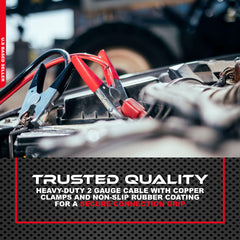 ABN Jumper Cables weather-resistant PVC jacket stays flexible in all conditions.