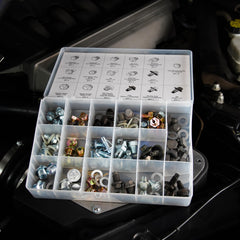 ABN 76-piece oil drain plug kit ready for organized storage