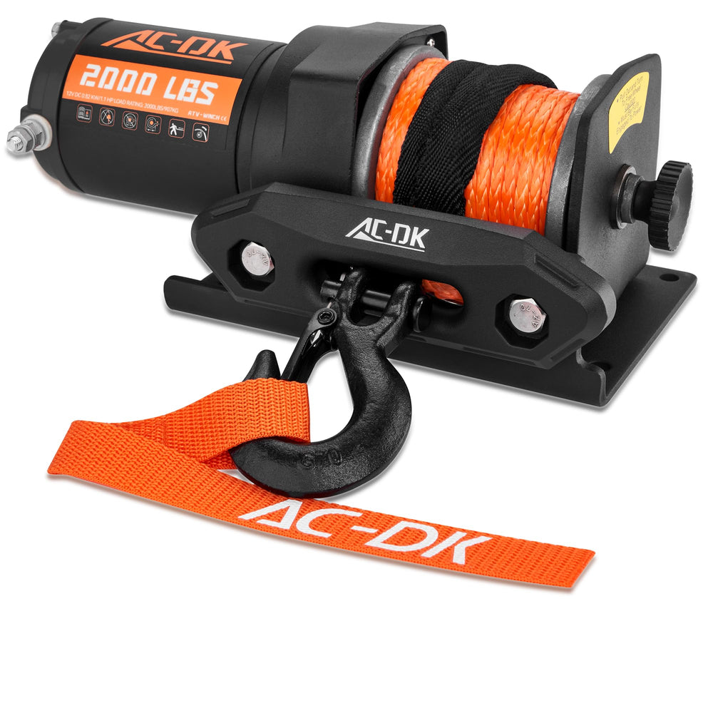 AC-DK 2000-lb ATV winch kit: rugged off-road recovery ready