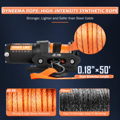 AC-DK dyneema synthetic rope: lightweight, water-resistant winching line