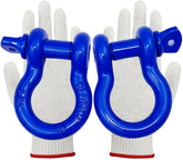 Acando trailer shackles 34 bow shackle blue, ready for towing and recovery.