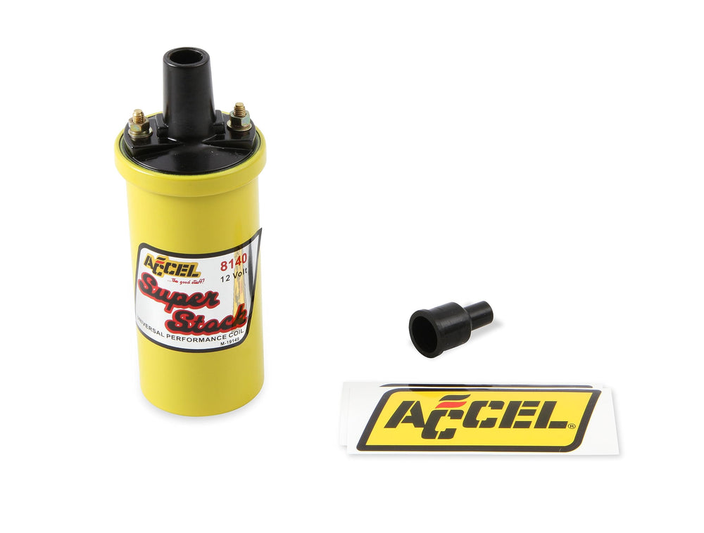 ACCEL ACC 8140 yellow coil front view highlighting energy for quicker starts