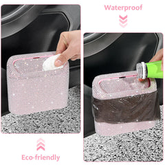 Accmor Bling car trash can in seat pocket keeps cabin neat on trips.