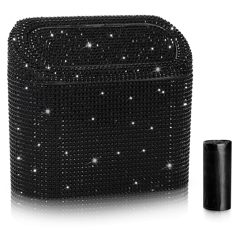 Accmor bling car trash can with lid keeps odors contained and tidy.
