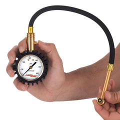 Accu-Gage RRA60X 60 PSI with flexible hose aids hard-to-reach valve checks.