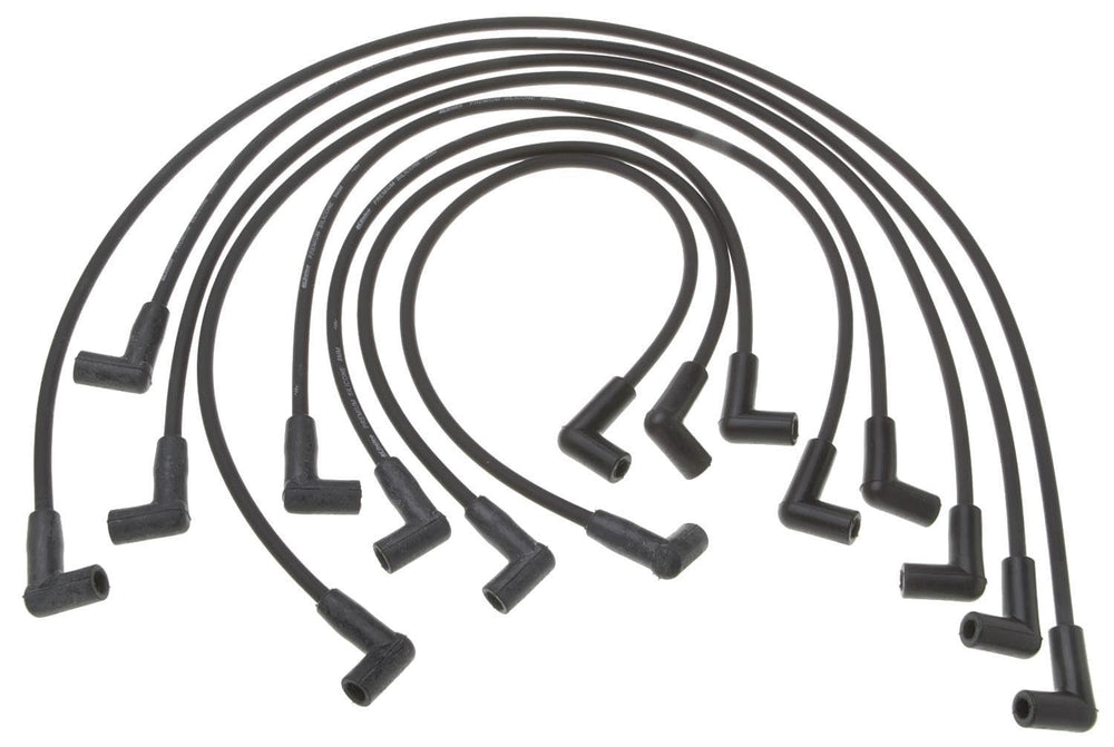 ACDelco 9608U spark plug wire set closeup highlighting durable high-temperature silicone insulation.