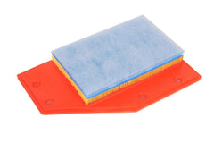 ACDelco air filter front view with a tight seal reducing unfiltered air entry.
