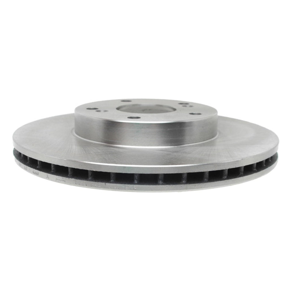ACDelco Silver Front Brake Rotor front face shows optimized cooling for steady braking performance.