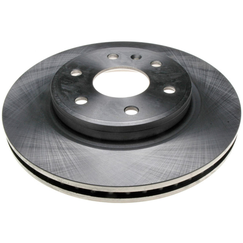 ACDelco Silver front rotor 18A2497A, angle view, enhanced heat dissipation for steady braking