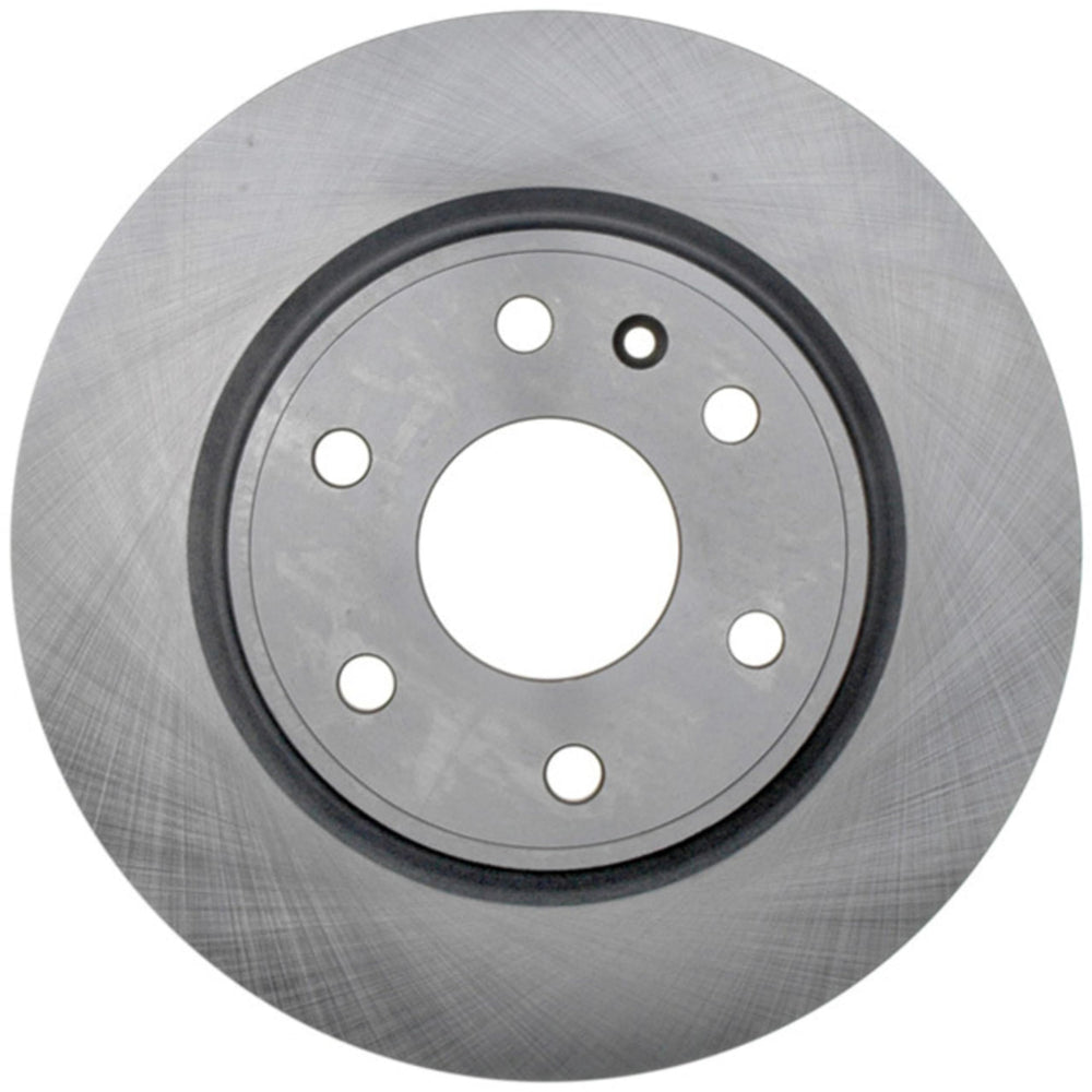 ACDelco Silver front rotor 18A2497A, close-up edges, reduces NVH for a quieter ride