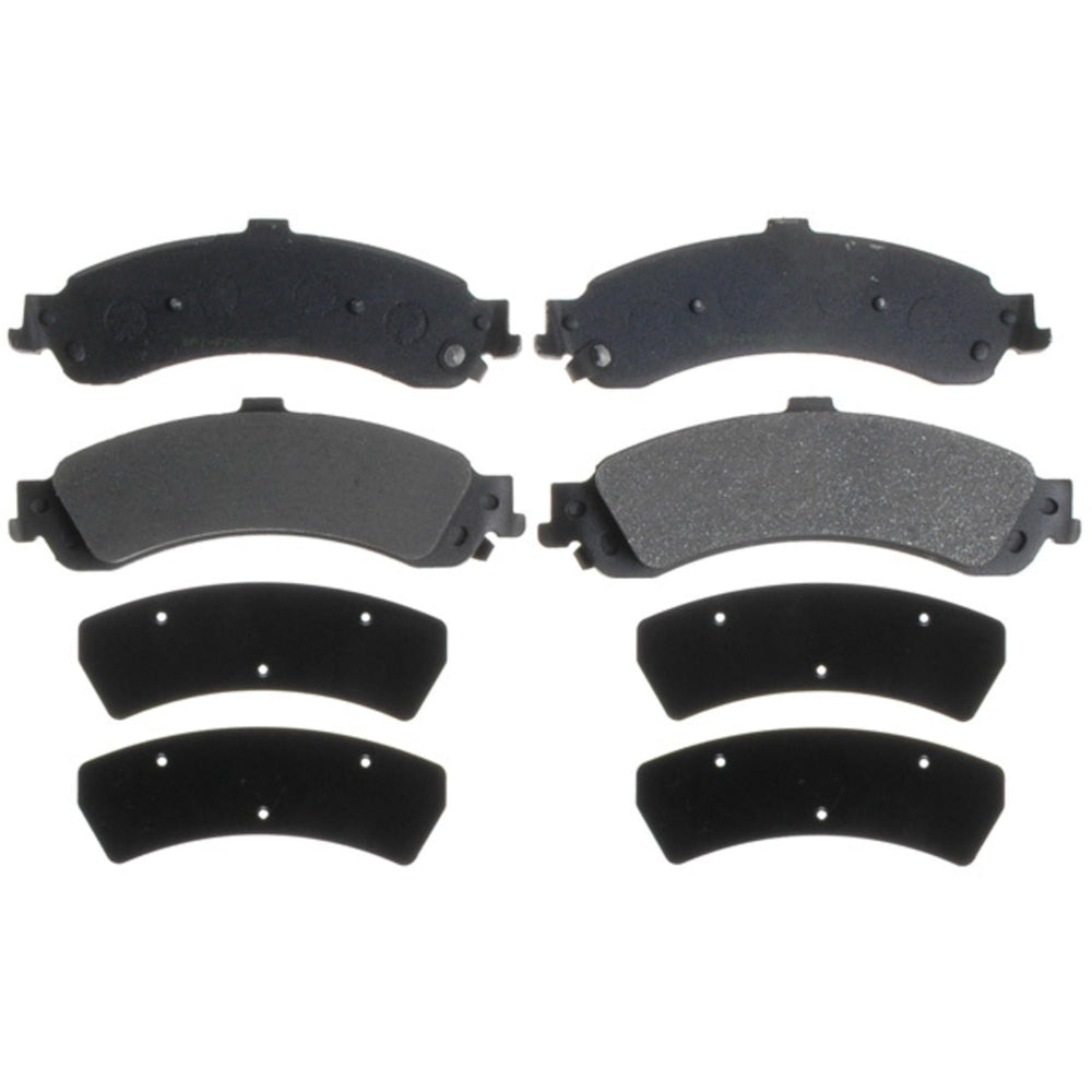 ACDelco Silver rear brake pad set with wear sensor for smooth braking and lower noise.